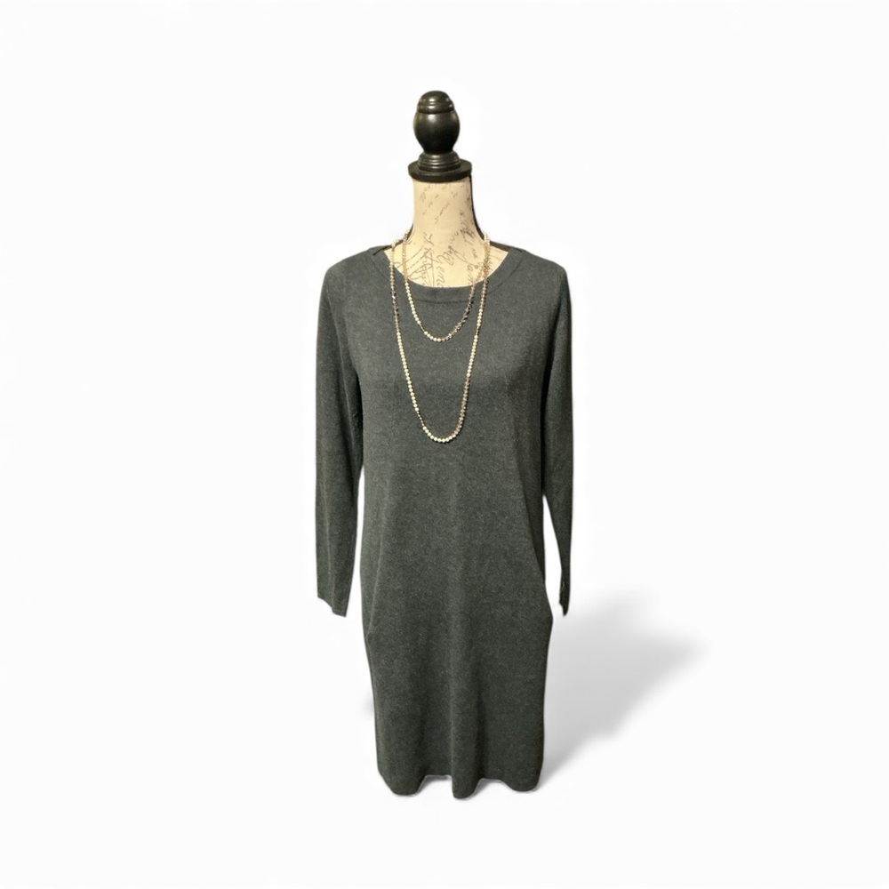 Nicole Miller Charcoal Long Sleeve Dress Large